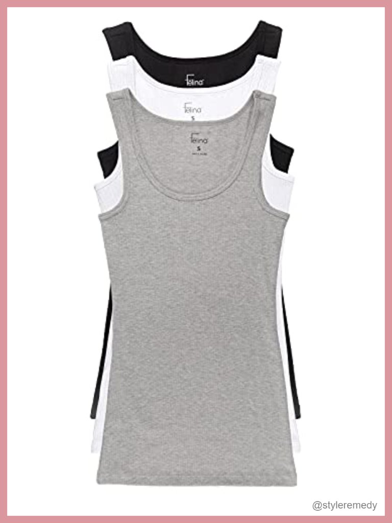 Women's Cotton Ribbed Tank Top Sleeveless Scoop Neck Yoga Top
